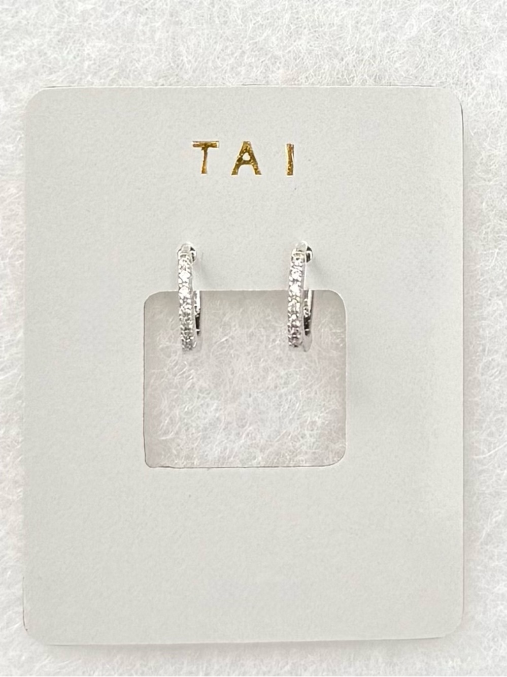 NWT - TAI Silver-Plated Cubic Zirconia Small Huggies